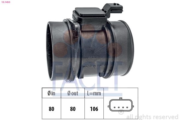 Sensor de fluxo (consumo) de ar, medidor de consumo M.A.F. - (Mass Airflow) para Renault Megane III DZ0, DZ1
