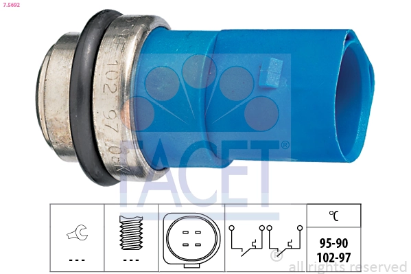 Sensor de temperatura do fluido de esfriamento (de ativação de ventilador do radiador) para Skoda SuperB I 3U4