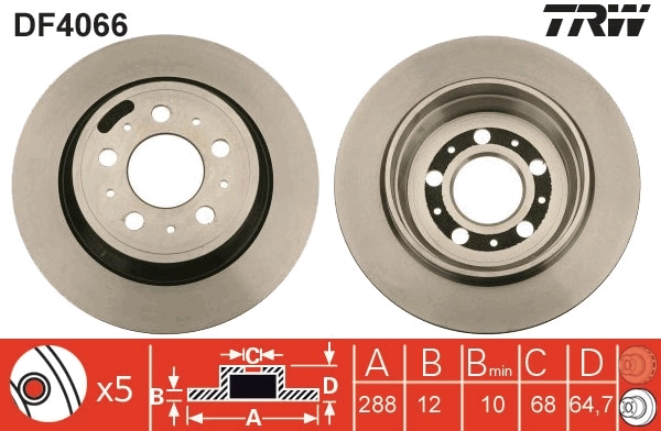  Disco do freio traseiro Volvo S60 I sedan (RS, RH) (2000 - 2010) I