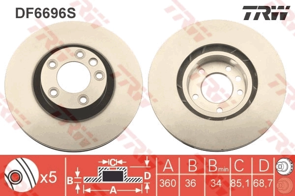 Disco do freio dianteiro TRW DF6696S preço, a partir de 135,43 USD
