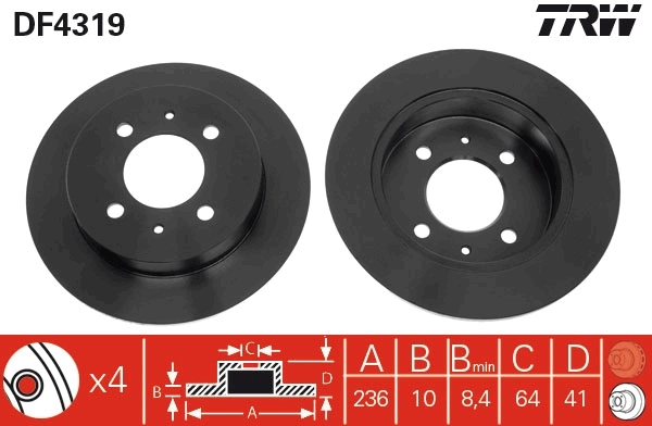 Disco do freio traseiro Mitsubishi Lancer V CB, CD, CE