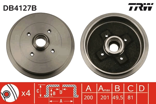 Tambor do freio traseiro Audi 80 B3 sedan (89, 89Q, 8A) (1986 - 1991) B3