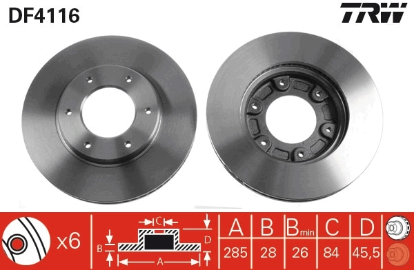 Disco do freio dianteiro para Toyota Hiace IV H1, H2