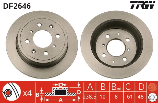  Disco do freio traseiro Honda Civic IV hatchback (EC, ED, EE) (1987 - 1993) IV