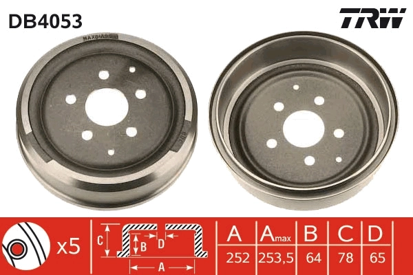 Tambor do freio traseiro para Volkswagen Transporter T3 24, 25, 251