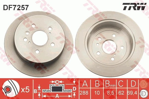  Disco do freio traseiro Lexus RX 300/330/350/400H SUV (U3) (2003 - 2008) 300/330/350/400H