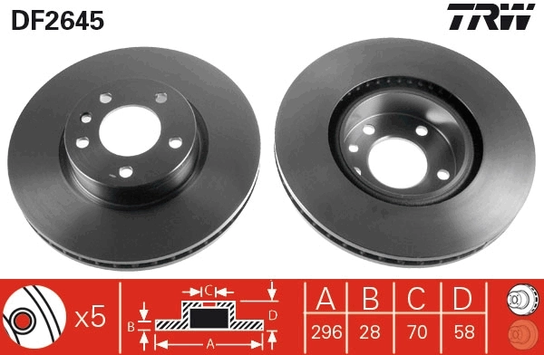  Disco do freio dianteiro Opel Omega B sedan (25, 26, 27) (1994 - 2005) B