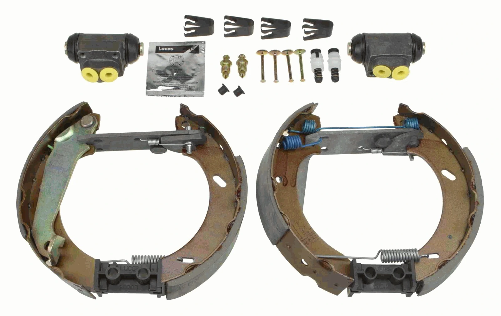 Sapatas do freio traseiras de tambor, montadas com cilindros, kit Ford Orion III GAL ao melhor preço