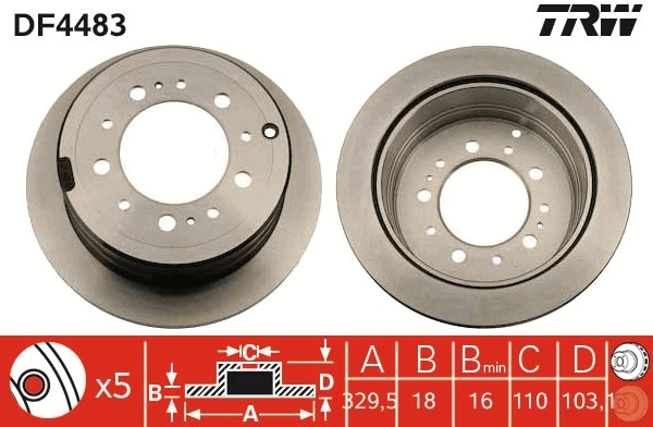  Disco do freio traseiro Toyota Land Cruiser 100 SUV (J10) (1998 - 2005) 100