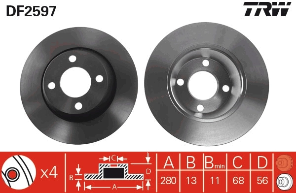 Disco do freio dianteiro Audi 80 B4 8C5