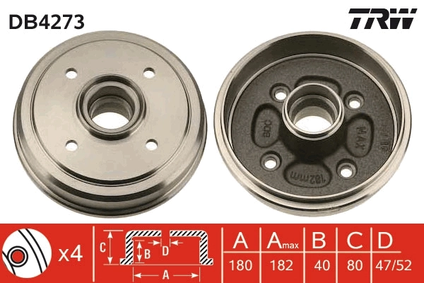 Tambor do freio traseiro para Chevrolet Spark (Matiz)  M200, M250