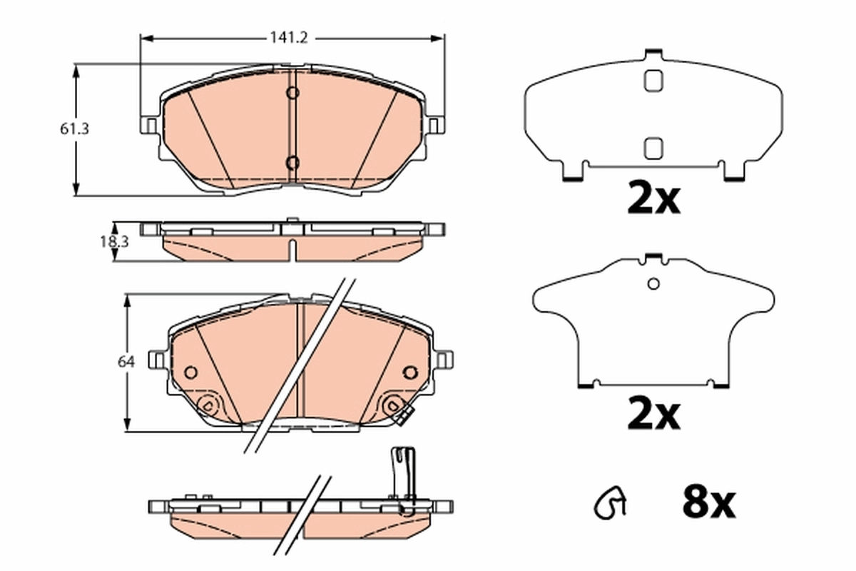  Sapatas do freio dianteiras de disco Toyota Corolla carrinha (E21) (2019 - 2026) 