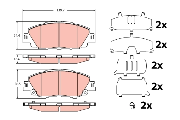  Sapatas do freio dianteiras de disco Toyota Prius hatchback (ZVW5) (2015 - 2026) 