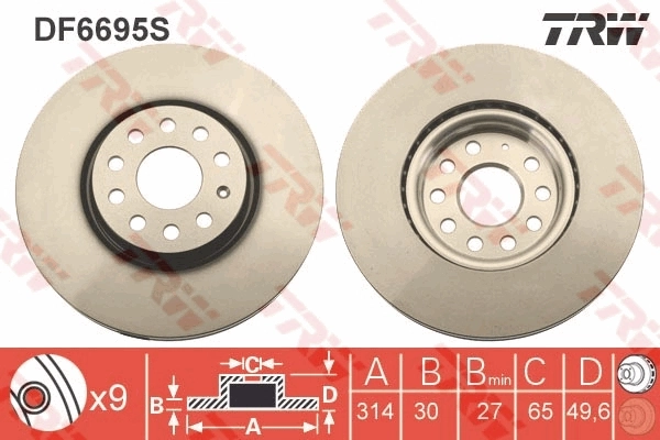 Disco do freio dianteiro TRW DF6695S preço, a partir de 70,99 USD