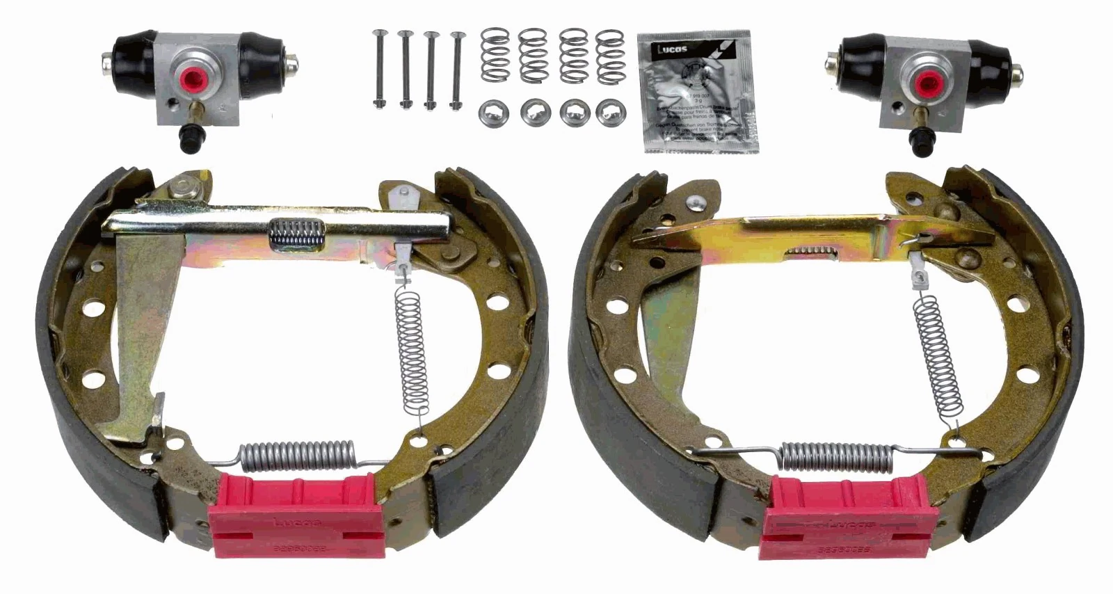 Sapatas do freio traseiras de tambor, montadas com cilindros, kit Volkswagen Passat  32B ao melhor preço