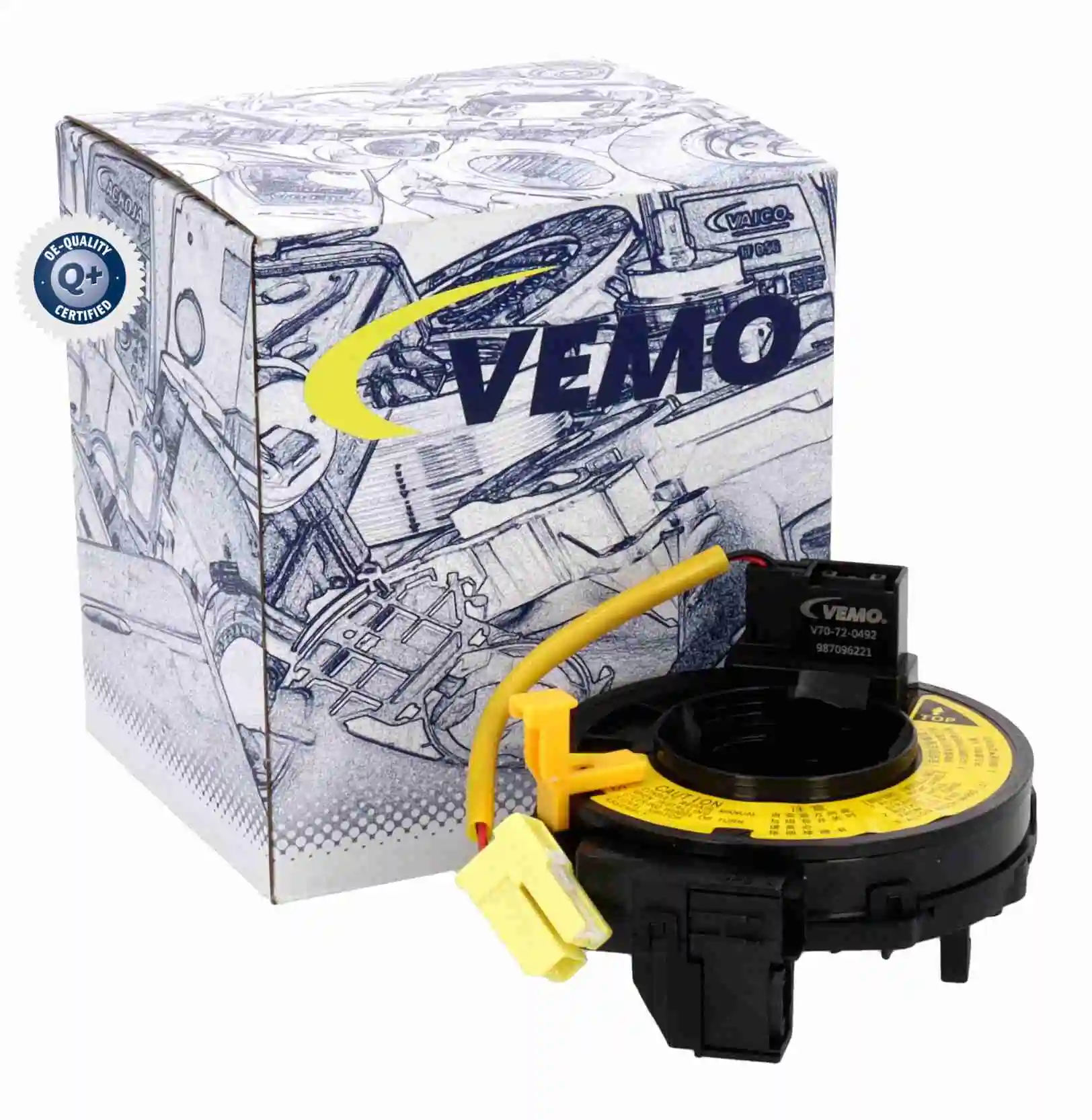 V70720492 Vemo Anel AIRBAG de contato, cabo plano do volante