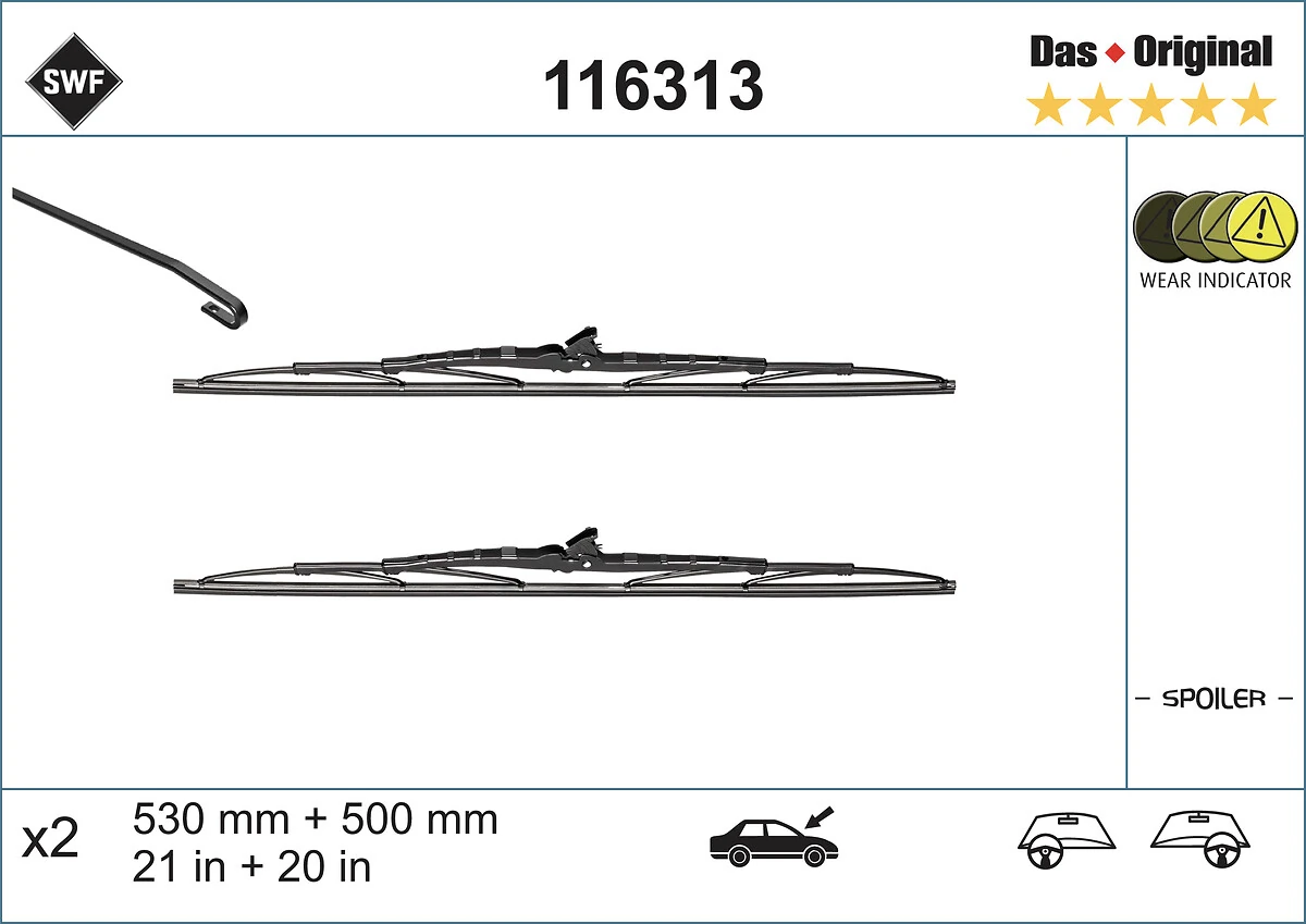 Compre 116313 SWF Limpa-pára-brisas do pára-brisas, kit de 2 un.