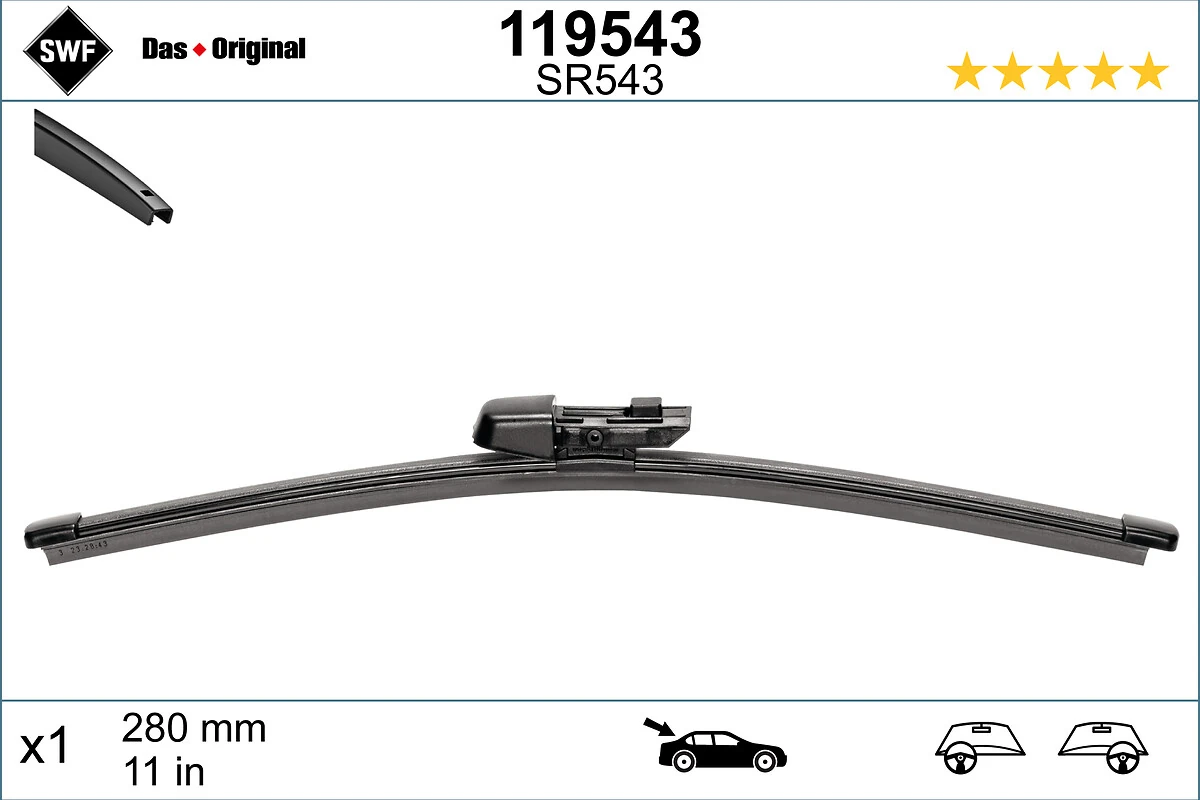 Limpa-pára-brisas de vidro traseiro Skoda Fabia IV hatchback (PJ3) (2021 - 2026) IV