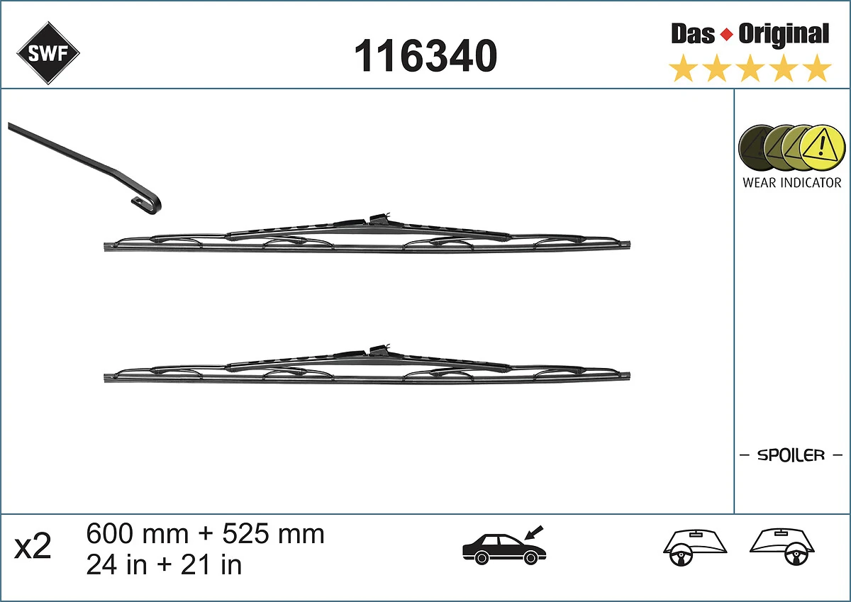 Compre 116340 SWF Limpa-pára-brisas do pára-brisas, kit de 2 un.