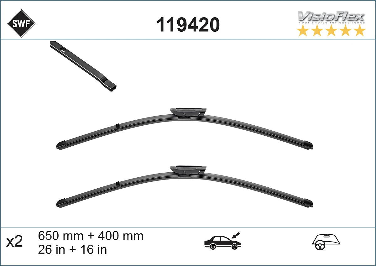 Compre 119420 SWF Limpa-pára-brisas do pára-brisas, kit de 2 un.