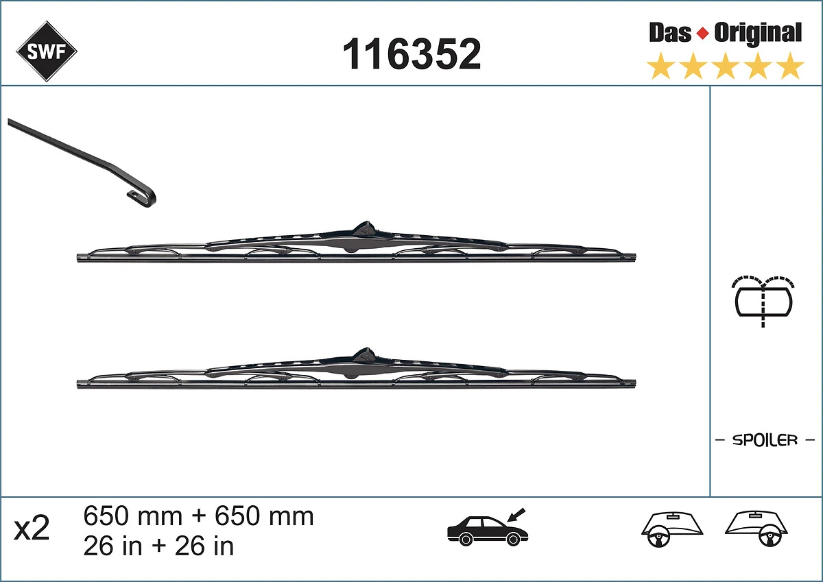 Limpa-pára-brisas do pára-brisas, kit de 2 un. para Citroen C8  EA, EB