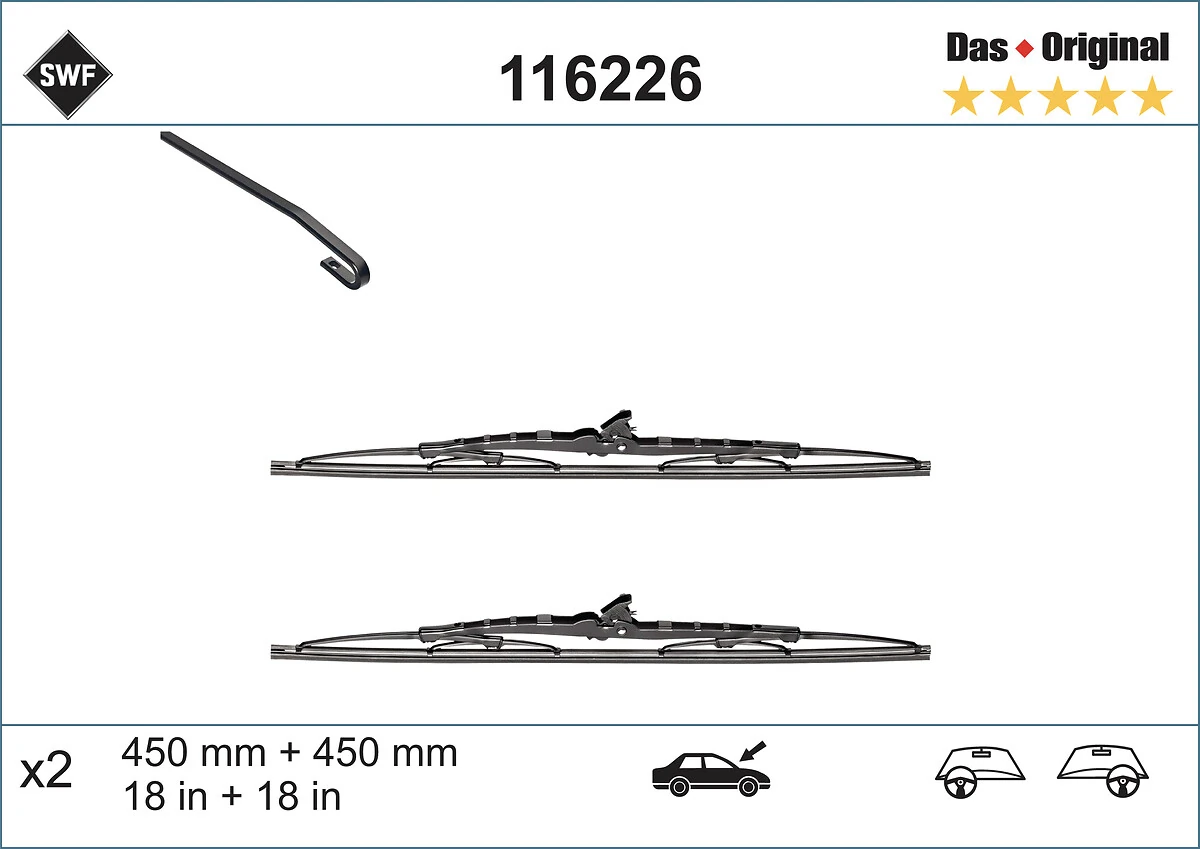 Compre 116226 SWF Limpa-pára-brisas do pára-brisas, kit de 2 un.