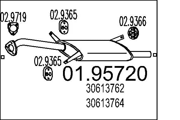 Silenciador, parte traseira para Volvo V40 VW