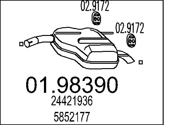 Compre 24421936 Peugeot/Citroen Silenciador, parte traseira
