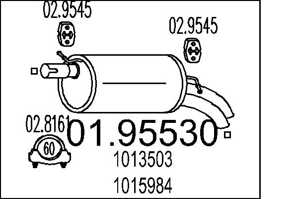 Silenciador, parte traseira para Volkswagen Sharan 7M8, 7M9, 7M6