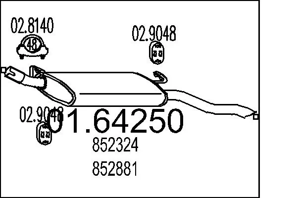 Silenciador, parte traseira Mitsubishi 1570B443 preço, a partir de 68,90 USD