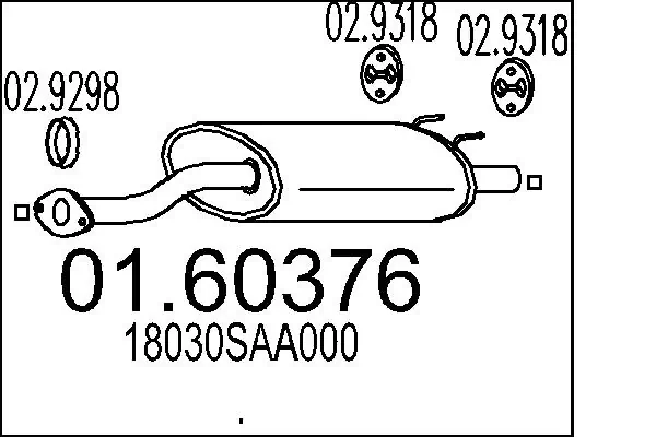 Silenciador, parte traseira para Honda Jazz GD, GE