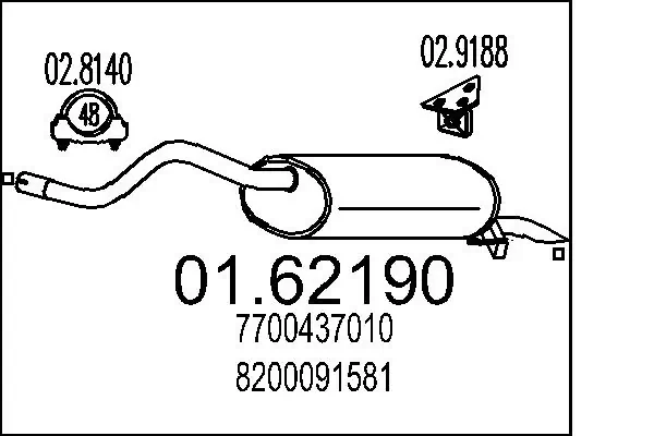 Silenciador, parte traseira para Renault Clio BB, CB
