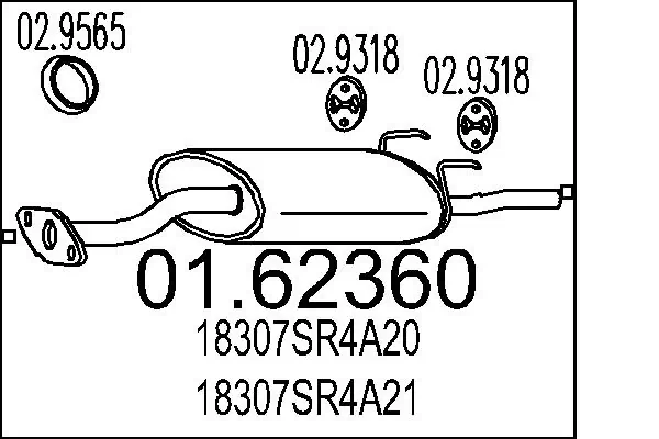  Silenciador, parte traseira Honda Civic VI sedan (EJ9, EK3/4) (1995 - 2001) VI