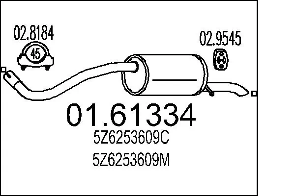 Silenciador, parte traseira para Volkswagen Polo 6R1, 6C1