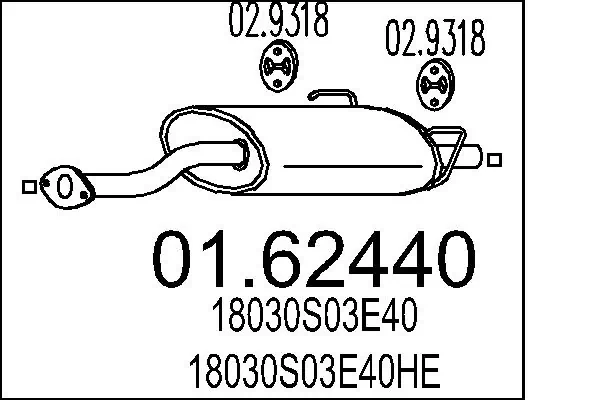 Silenciador, parte traseira para Honda Civic EJ9, EK1