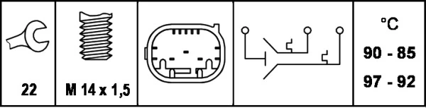 Sensor de temperatura do fluido de esfriamento (de ativação de ventilador do radiador) 3F919054 AND