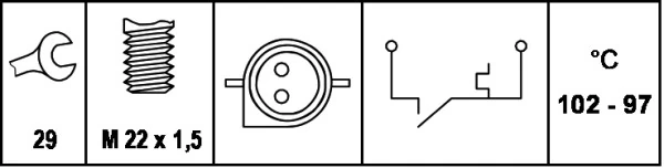  Sensor de temperatura do fluido de esfriamento (de ativação de ventilador do radiador) Ford Fiesta COURIER сaixa (F3L, F5L) (1991 - 1996) COURIER