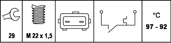 6ZT007801051 HELLA Sensor de temperatura do fluido de esfriamento (de ativação de ventilador do radiador)