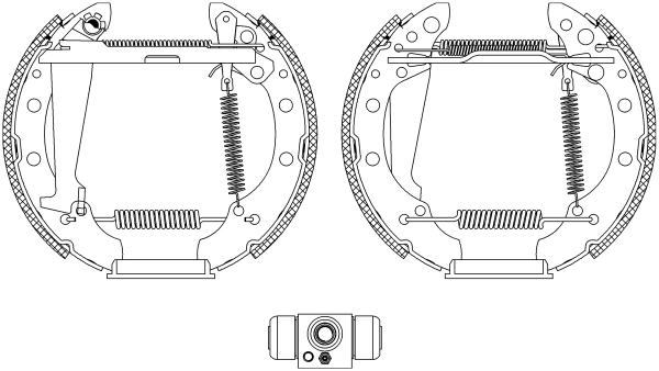 Sapatas do freio traseiras de tambor, montadas com cilindros, kit Volkswagen Passat B2 32B