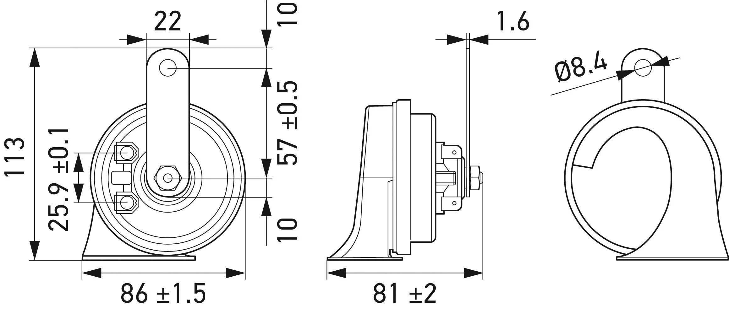 3FH011225831 HELLA Sinal sonoro (cláxon)