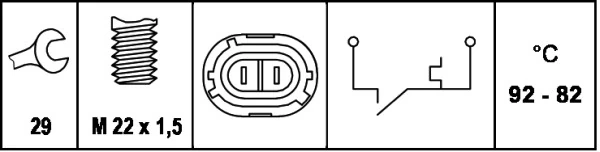 6ZT007808011 HELLA Sensor de temperatura do fluido de esfriamento (de ativação de ventilador do radiador)