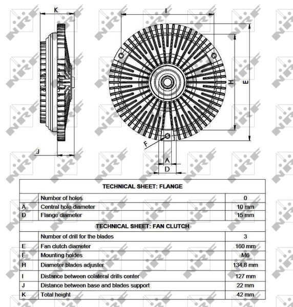 Acoplamento viscoso de ventilador de esfriamento 49564 NRF