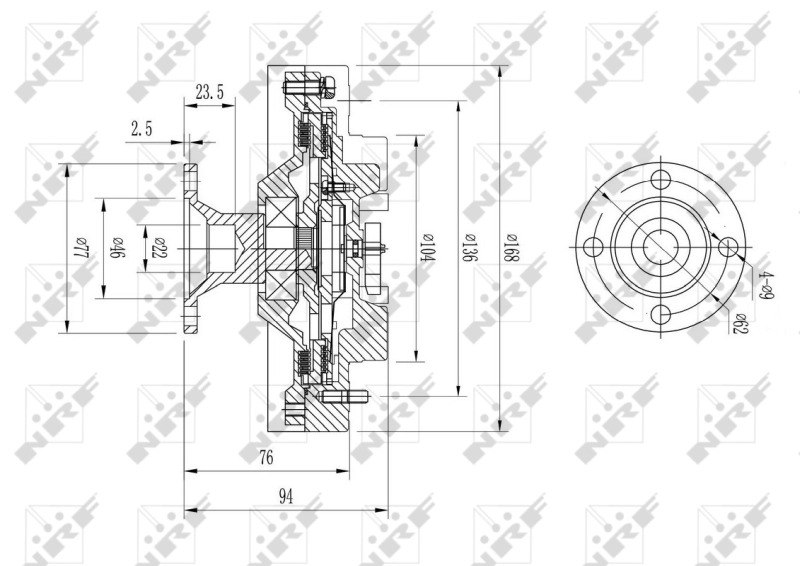 Acoplamento viscoso de ventilador de esfriamento 49579 NRF