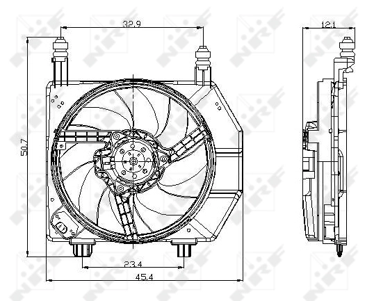 47077 NRF Difusor do radiador de esfriamento, montado com motor e roda de aletas