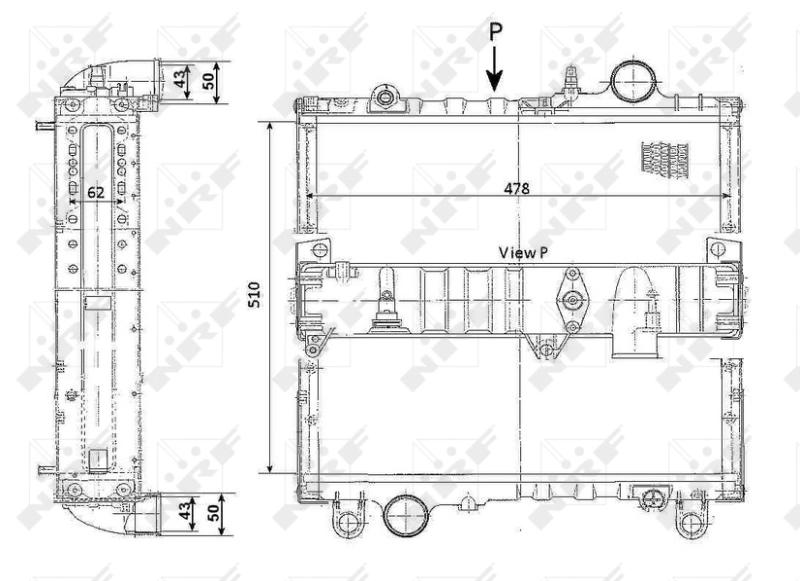 Radiador de esfriamento de motor 503341 NRF