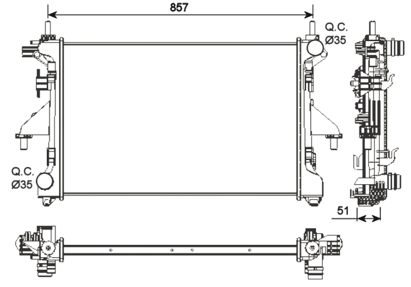 Radiador de esfriamento de motor 54203 NRF