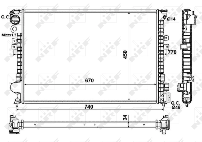 58993 NRF Radiador de esfriamento de motor
