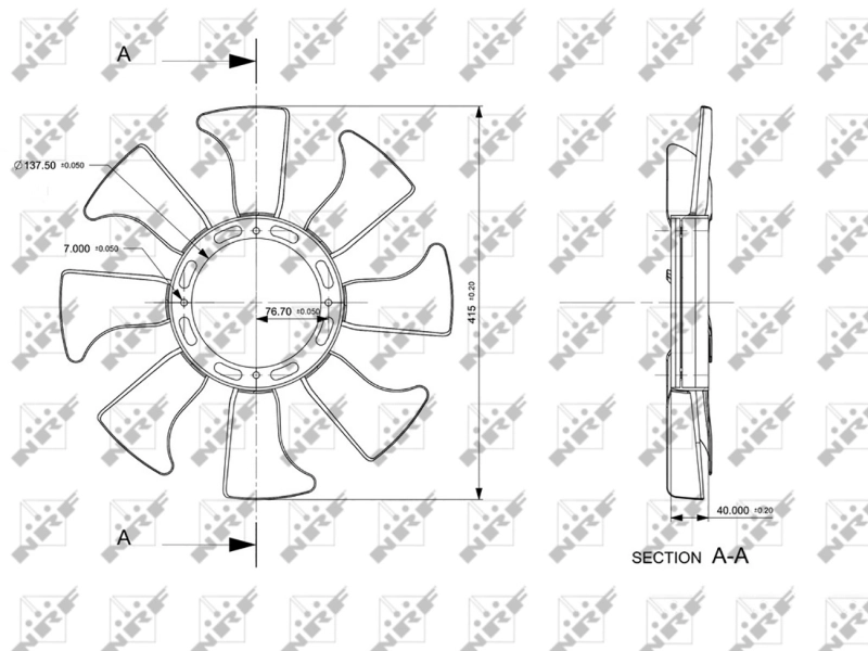 Ventilador (roda de aletas) do radiador de esfriamento 49867 NRF