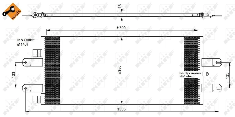 350043 NRF Radiador de aparelho de ar condicionado