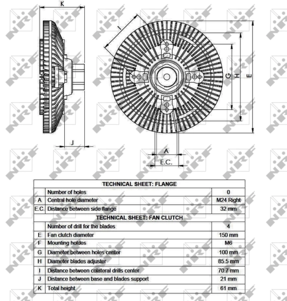 Acoplamento viscoso de ventilador de esfriamento 49551 NRF